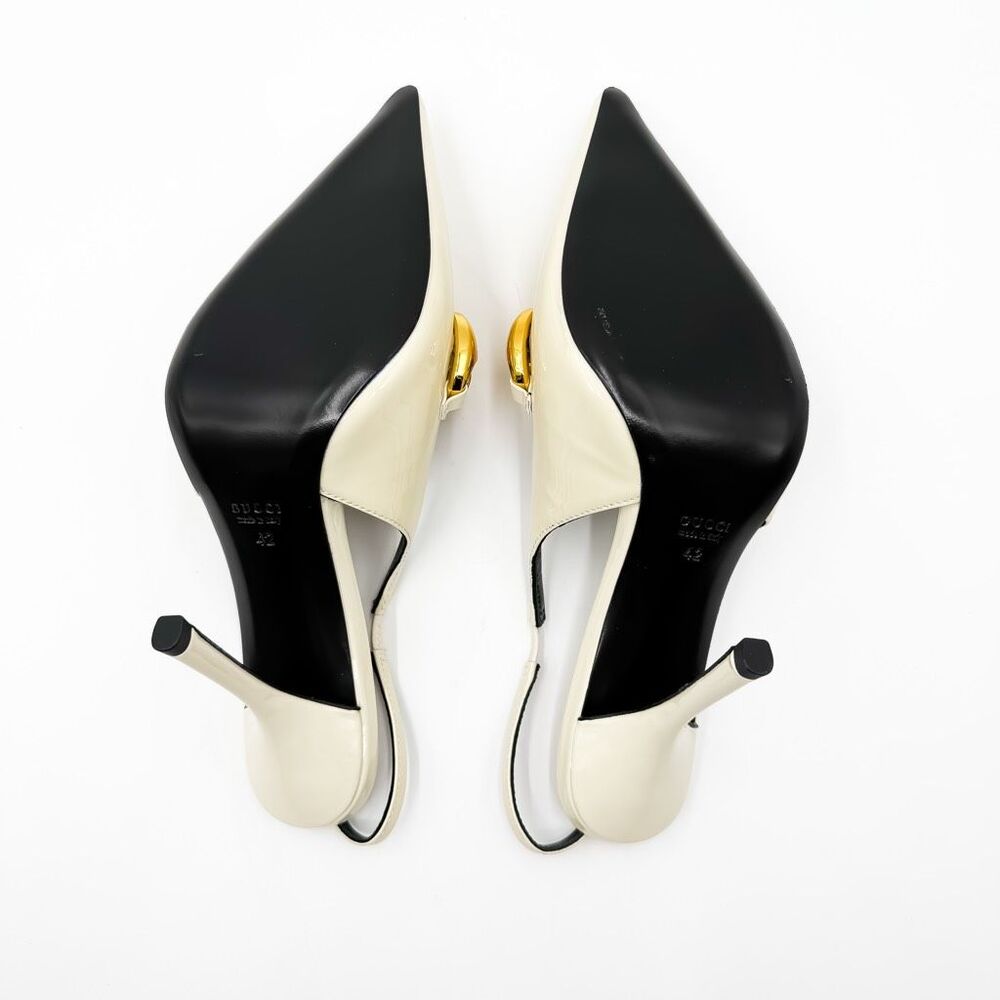 Gucci Marina Chain Slingback Pointed Toe Patent Leather Heels EU 42 US 12 - Picture 11 of 12